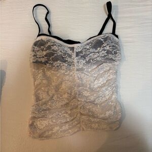 Edikted White and Black Lace Camisole